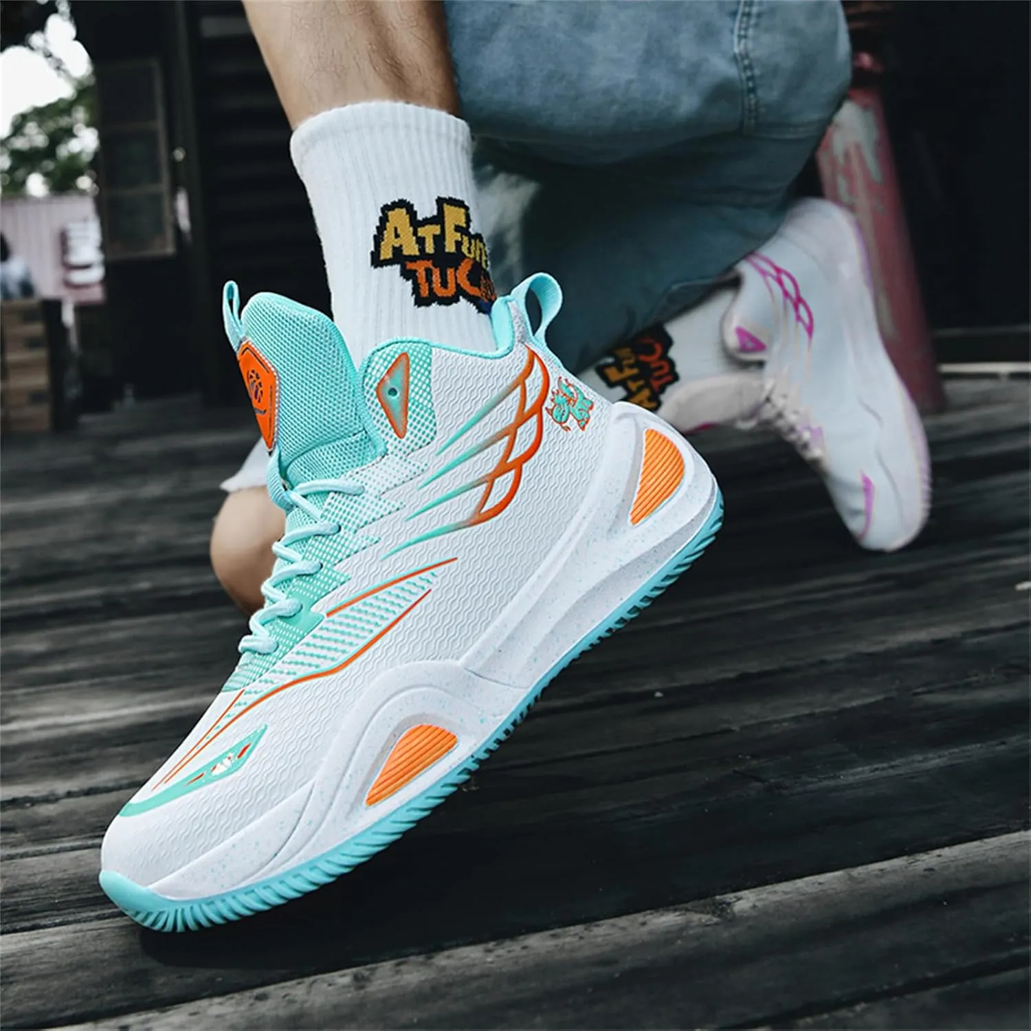 Mens Breathable Mesh Lace Up Basketball Shoes with Arch Support Non-Slip Comfortable High Top Sneakers Running Walking Tennis Shoes