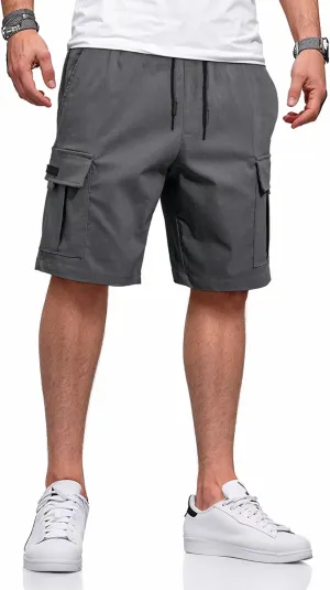 Mens Cargo Shorts Casual Solid Color Lightweight Summer Outdoor Work Cargo Shorts with Multi Pockets