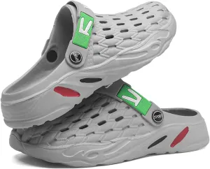 Men's fashion garden clogs, arch support, woven look design, EVA material, lightweight, durable, non-slip, beach shoes, gardening shoes, indoor and outdoor sandals.