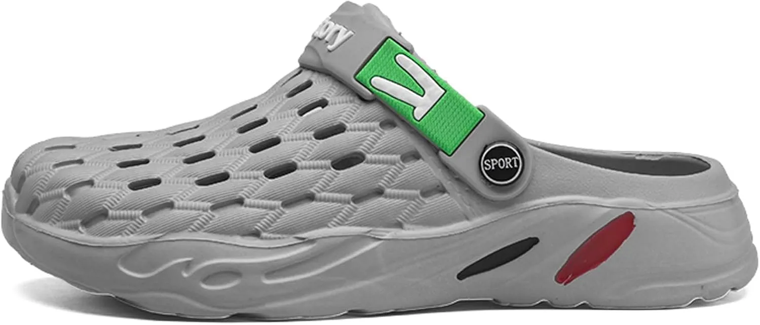 Men's fashion garden clogs, arch support, woven look design, EVA material, lightweight, durable, non-slip, beach shoes, gardening shoes, indoor and outdoor sandals.