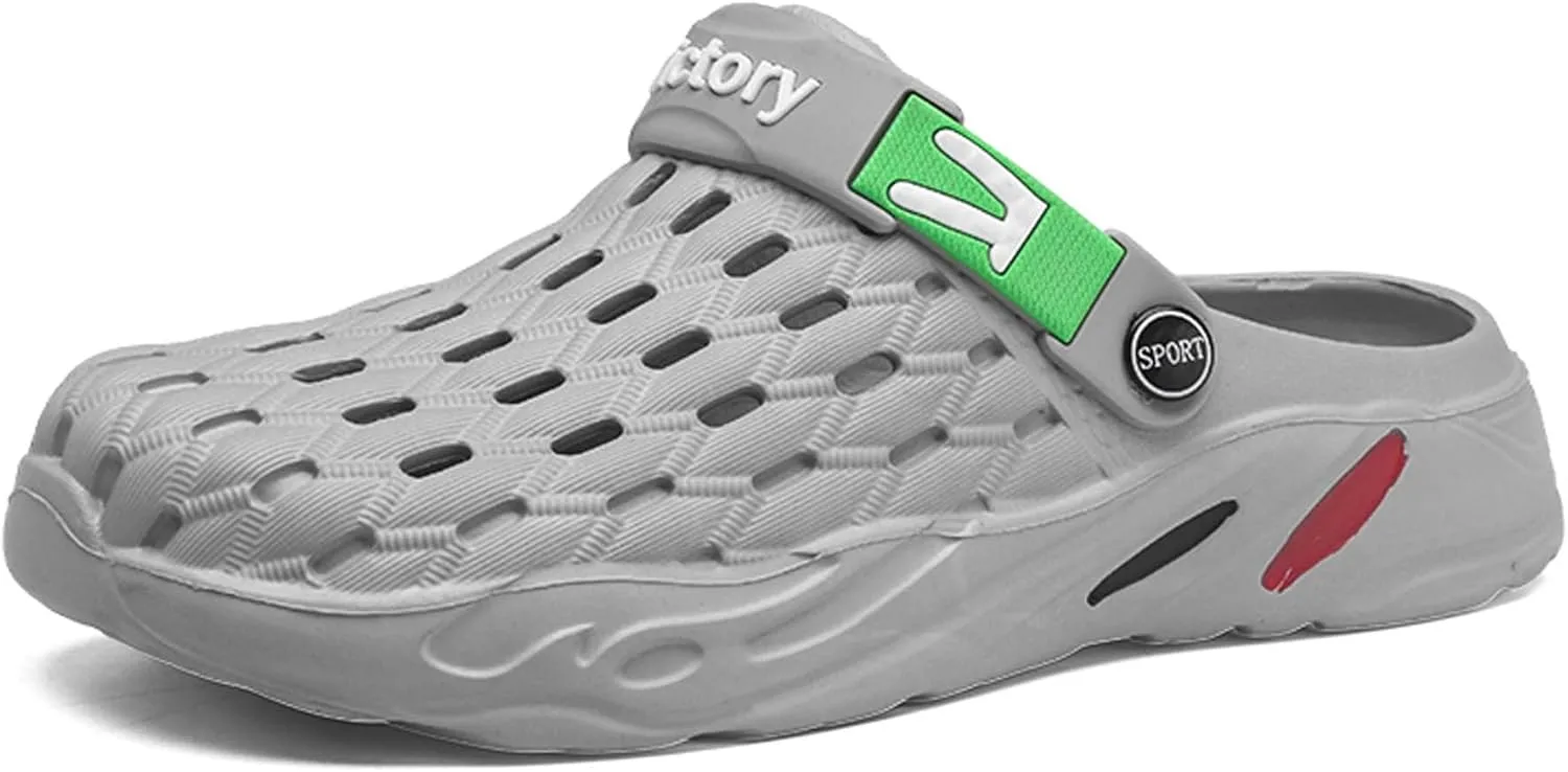 Men's fashion garden clogs, arch support, woven look design, EVA material, lightweight, durable, non-slip, beach shoes, gardening shoes, indoor and outdoor sandals.