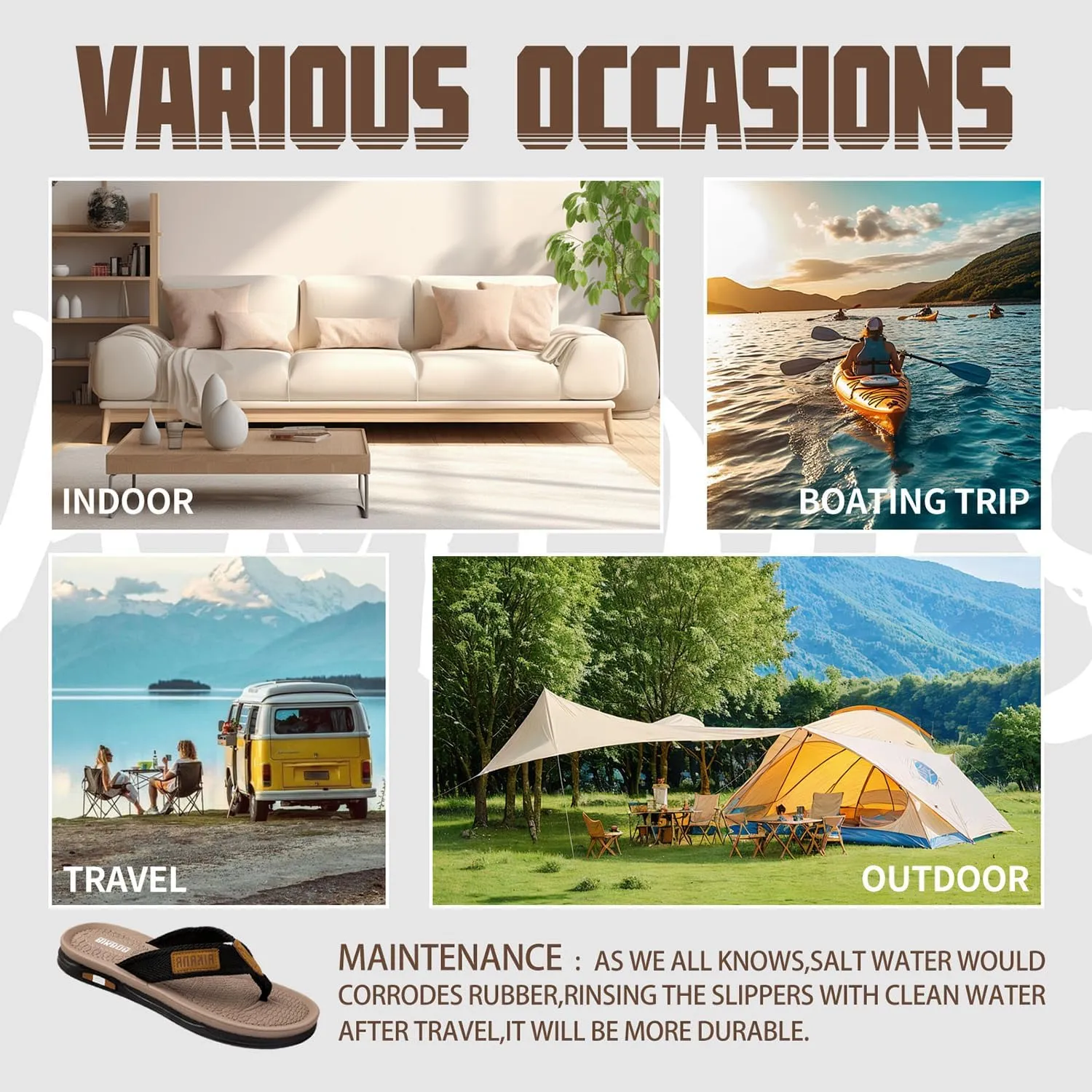 Men's Flip Flop Casual Comfortable Thong Sandals Summer Beach Lightweight Non-Slip Athletic Slide Sandals