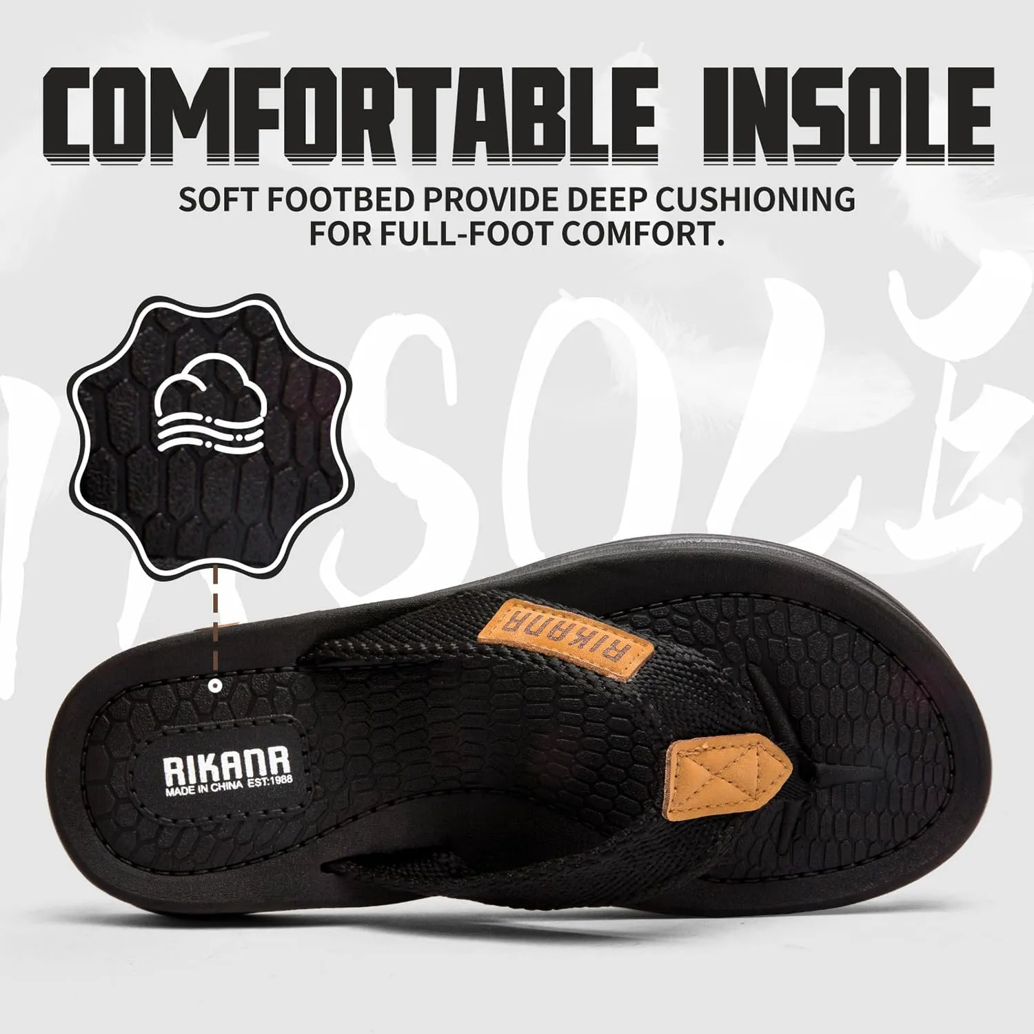 Men's Flip Flop Casual Comfortable Thong Sandals Summer Beach Lightweight Non-Slip Athletic Slide Sandals