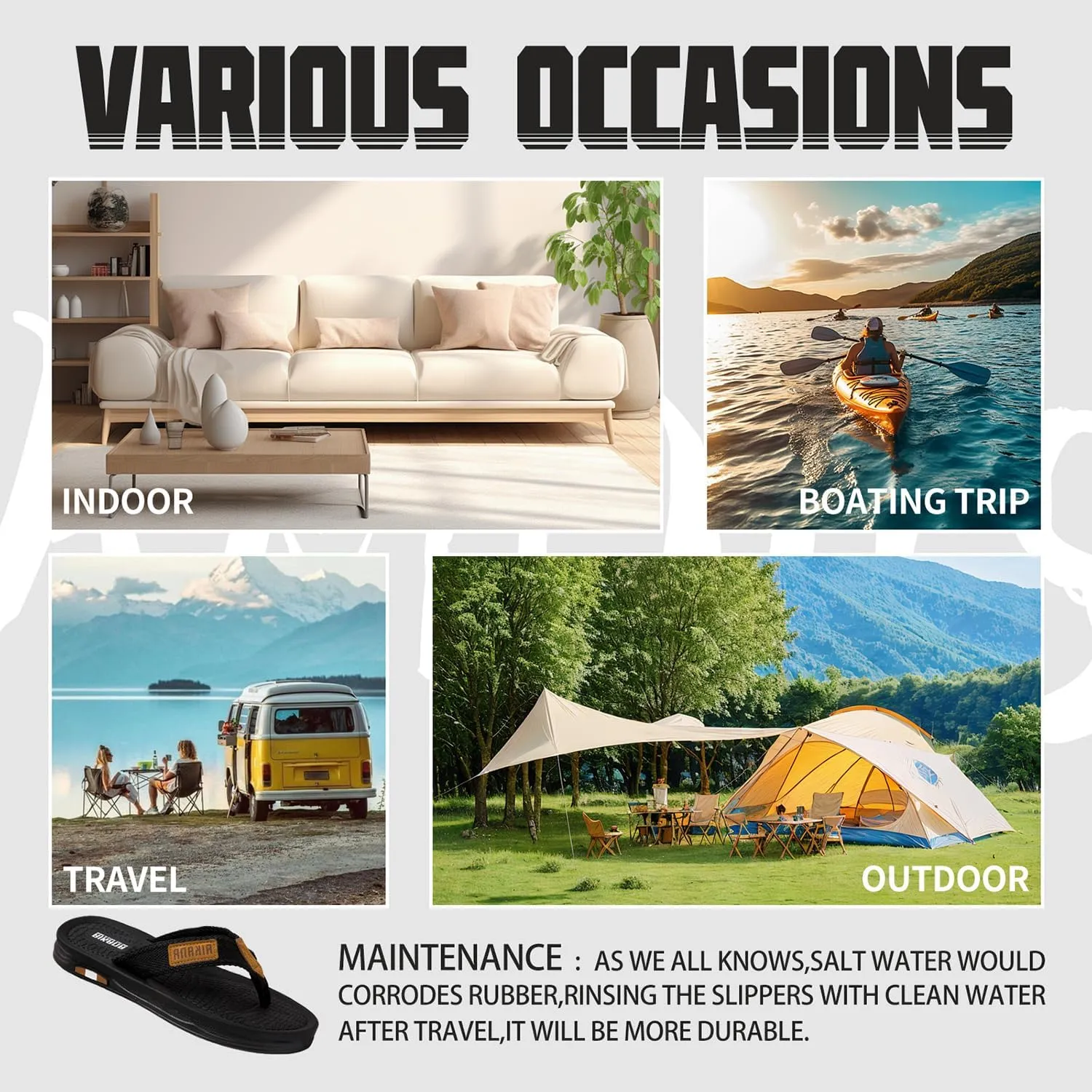 Men's Flip Flop Casual Comfortable Thong Sandals Summer Beach Lightweight Non-Slip Athletic Slide Sandals
