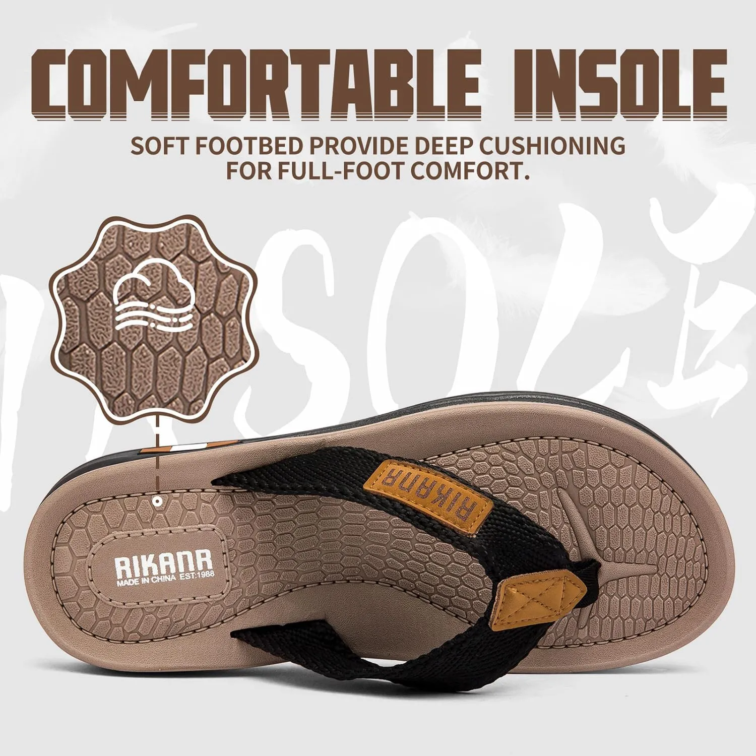 Men's Flip Flop Casual Comfortable Thong Sandals Summer Beach Lightweight Non-Slip Athletic Slide Sandals