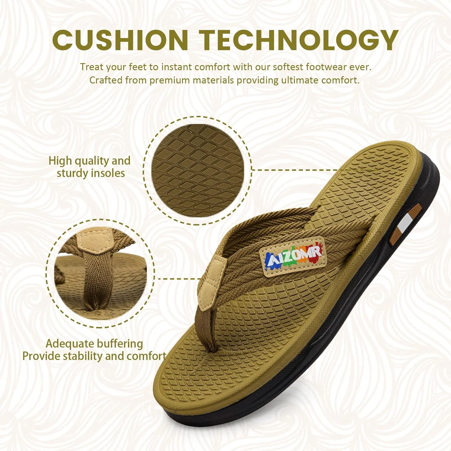 Mens Flip Flops Comfort Beach Thong Sandals Casual Lightweight Waterproof Quick-dry Summer Open Toe Sandals Indoor and Outdoor