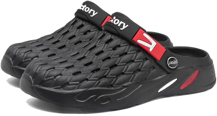 Men's Garden Clogs Slip On Slides Shoes Water Beach Pool Sandals for Men Outdoor Slippers with Cushion Footbed