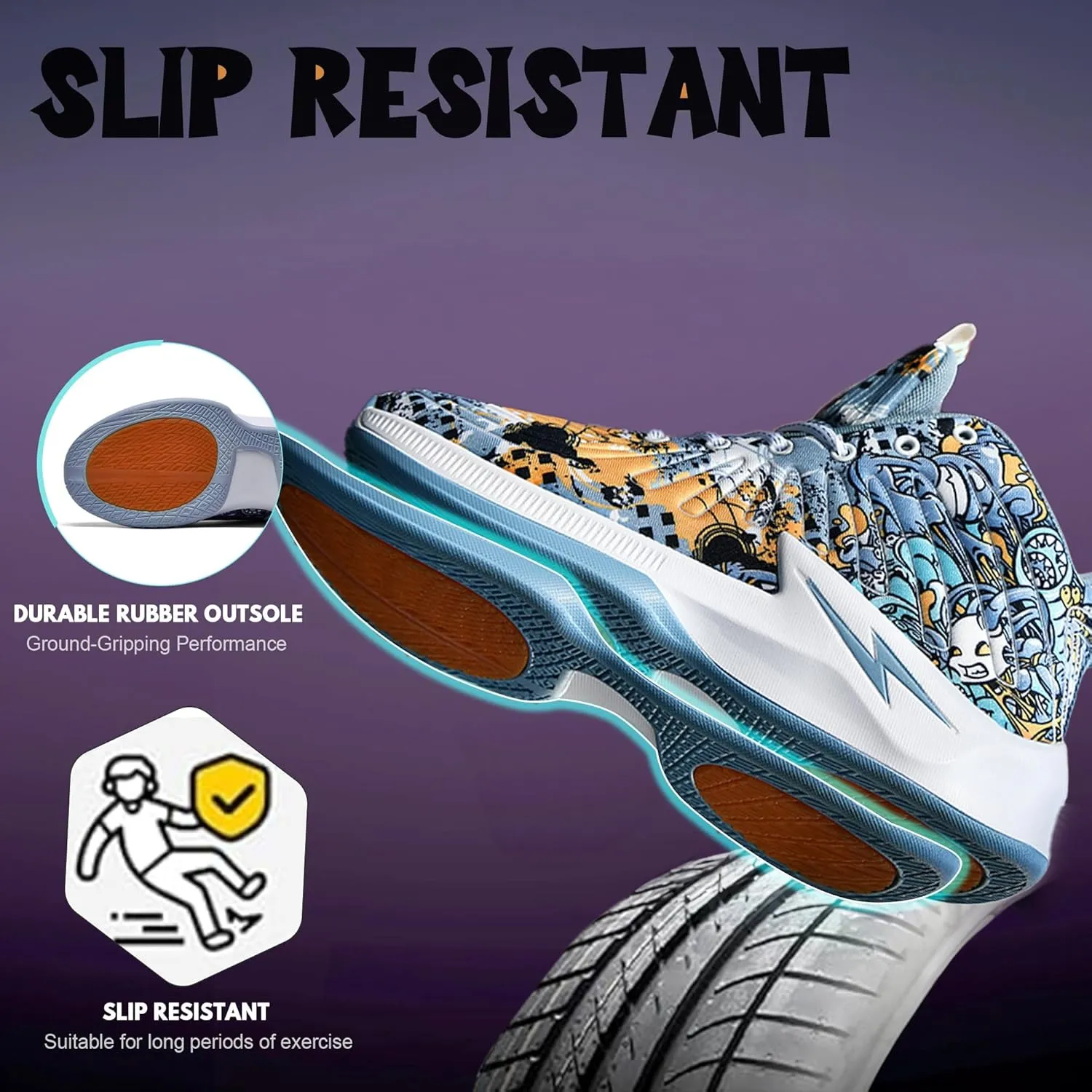 Men's High Top Basketball Shoes Lightweight Breathable Non Slip Gym Sneakers Suitable Training Sports