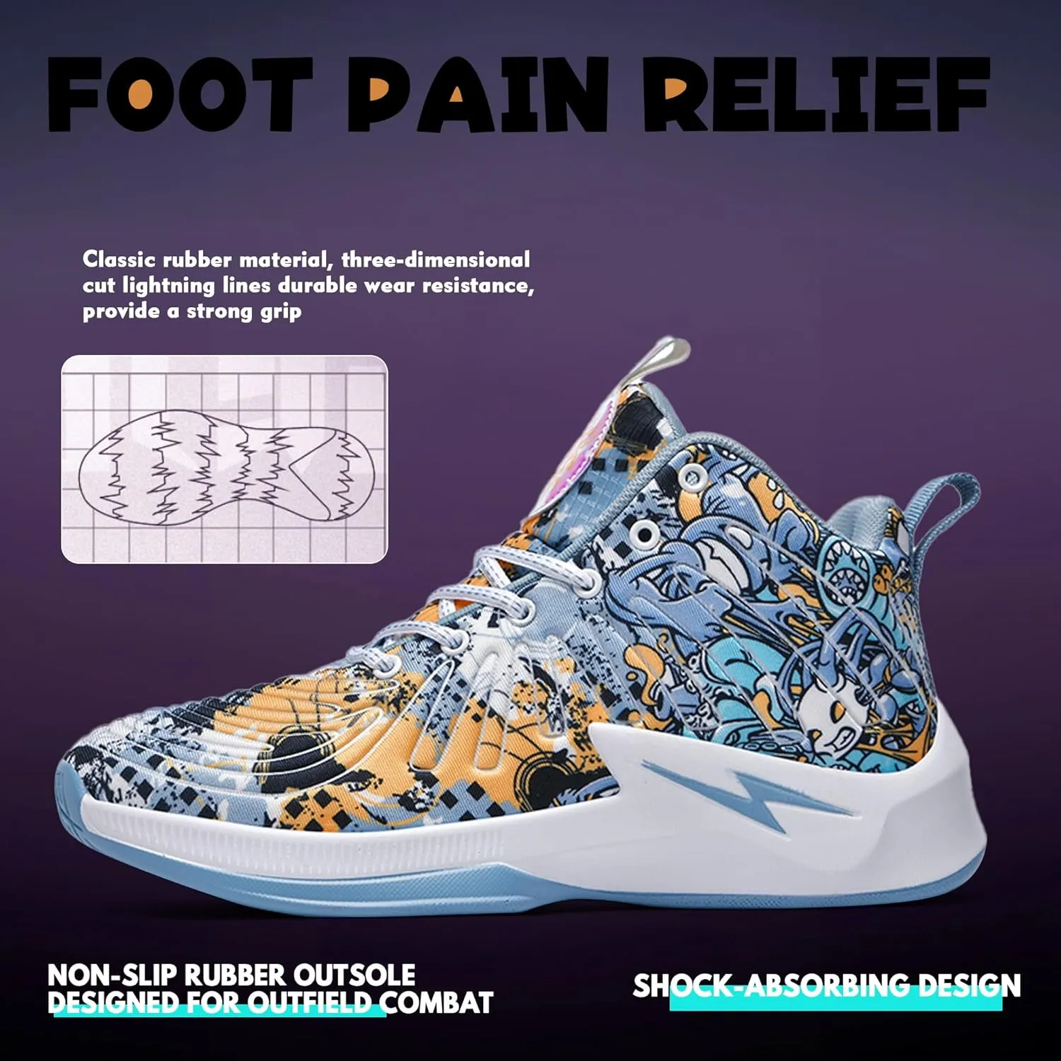 Men's High Top Basketball Shoes Lightweight Breathable Non Slip Gym Sneakers Suitable Training Sports