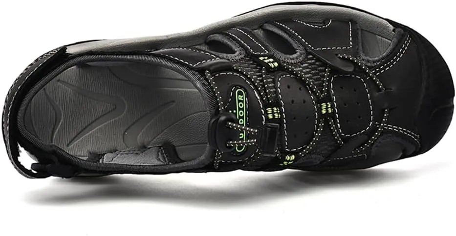 Men's Hiking Sandals Outdoor Sport Closed Toe Leather Walking Sandal Waterproof Non-Slip Casual Sandals Water Shoes