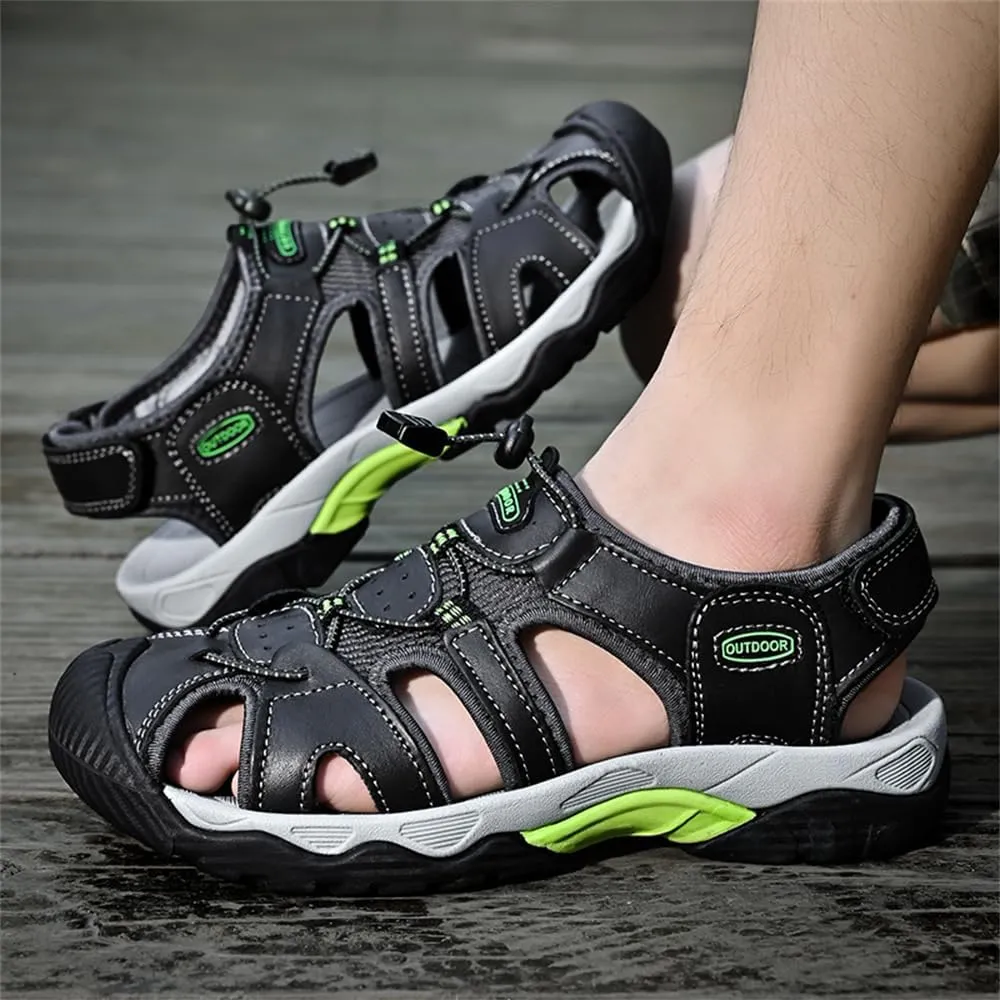 Men's Hiking Sandals Outdoor Sport Closed Toe Leather Walking Sandal Waterproof Non-Slip Casual Sandals Water Shoes
