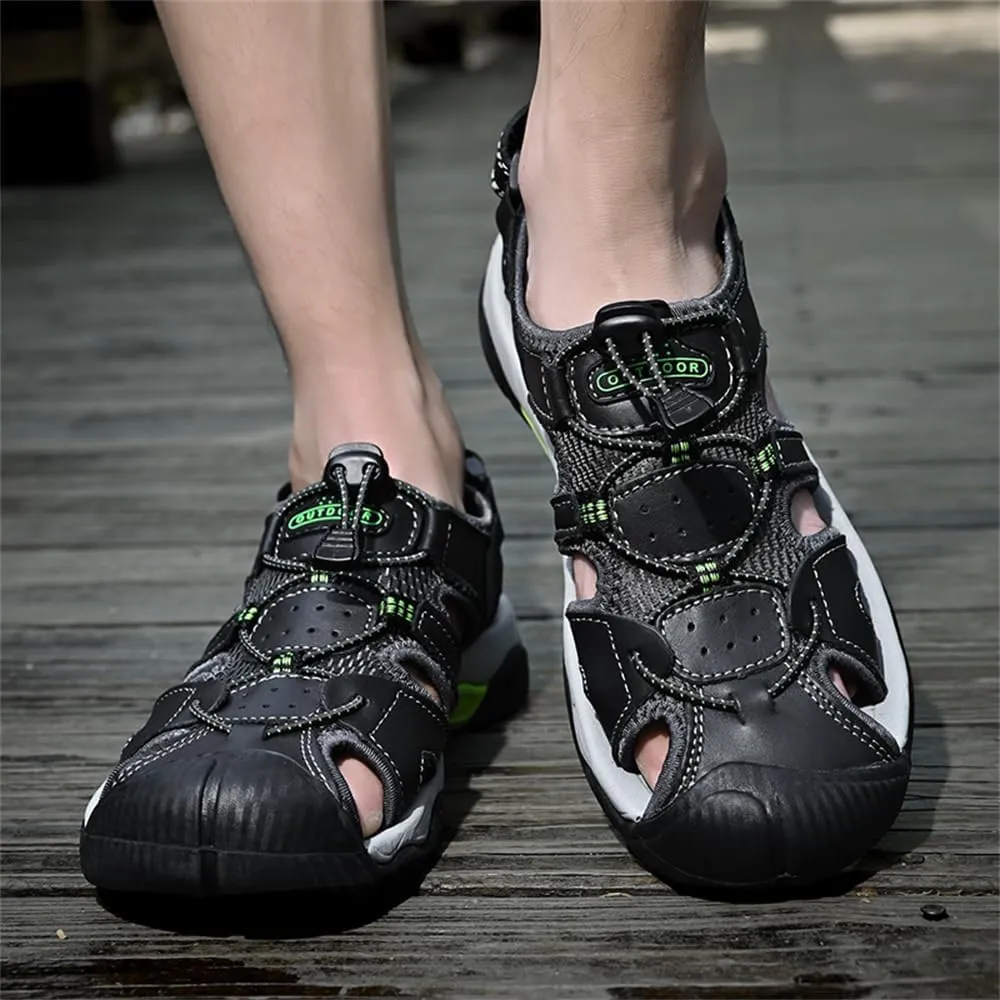 Men's Hiking Sandals Outdoor Sport Closed Toe Leather Walking Sandal Waterproof Non-Slip Casual Sandals Water Shoes