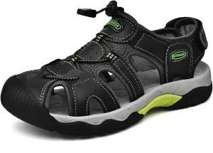 Men's Hiking Sandals Outdoor Sport Closed Toe Leather Walking Sandal Waterproof Non-Slip Casual Sandals Water Shoes