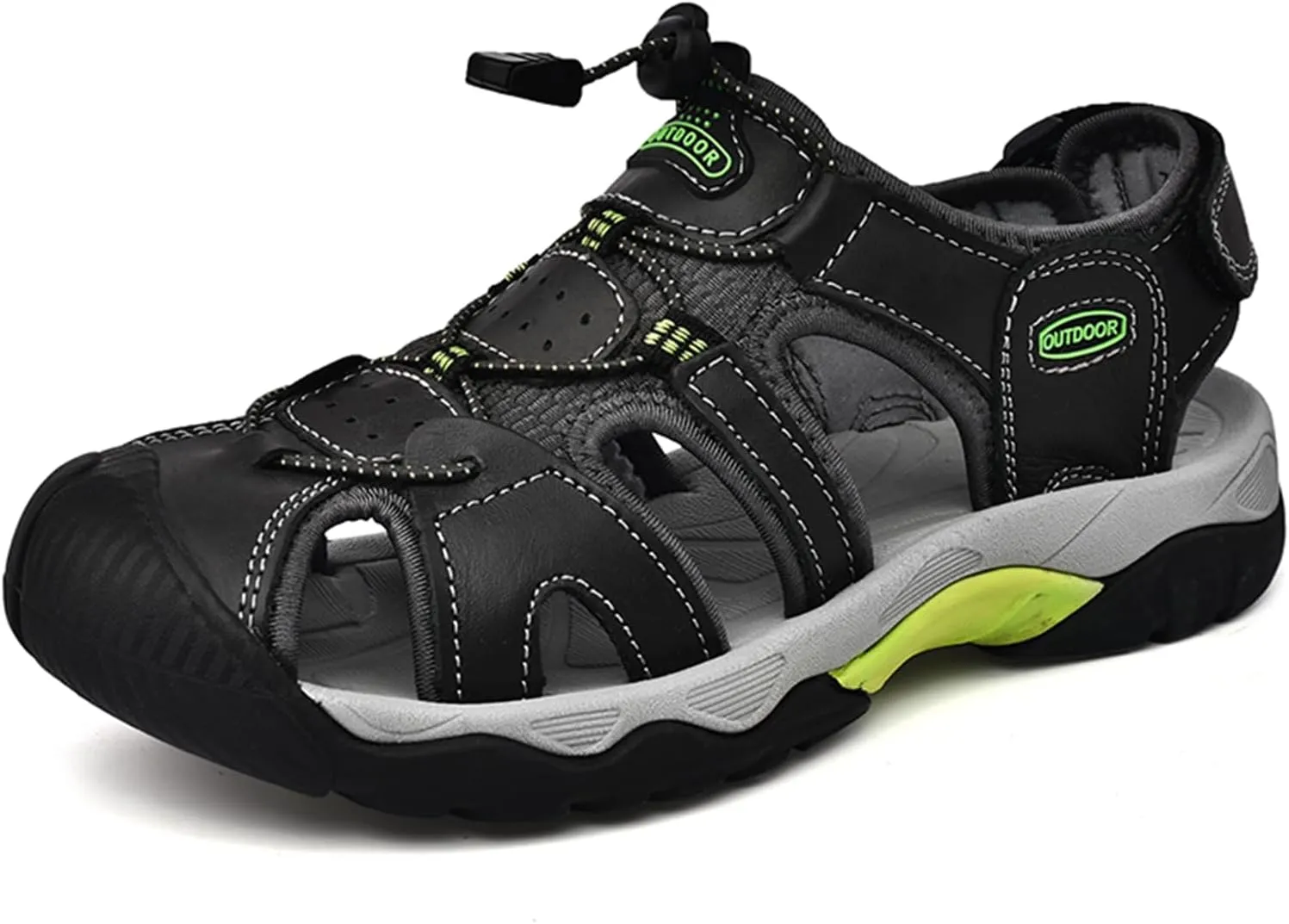 Men's Hiking Sandals Outdoor Sport Closed Toe Leather Walking Sandal Waterproof Non-Slip Casual Sandals Water Shoes