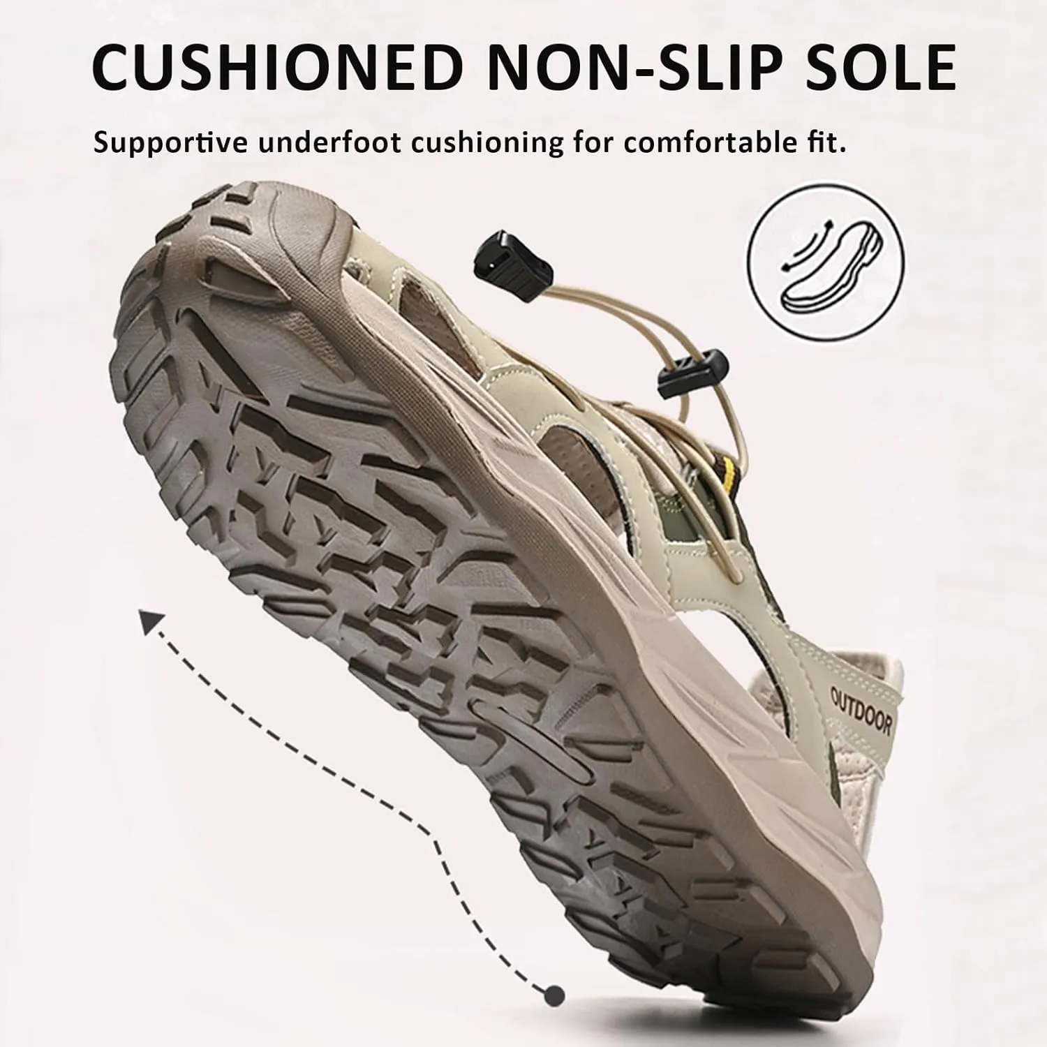 Men's Leather Closed Toe Sport Sandals Adjustable Outdoor Hiking Athletic Waterproof Arch Support Walking Sandals Summer Waterproof Beach Water Shoes