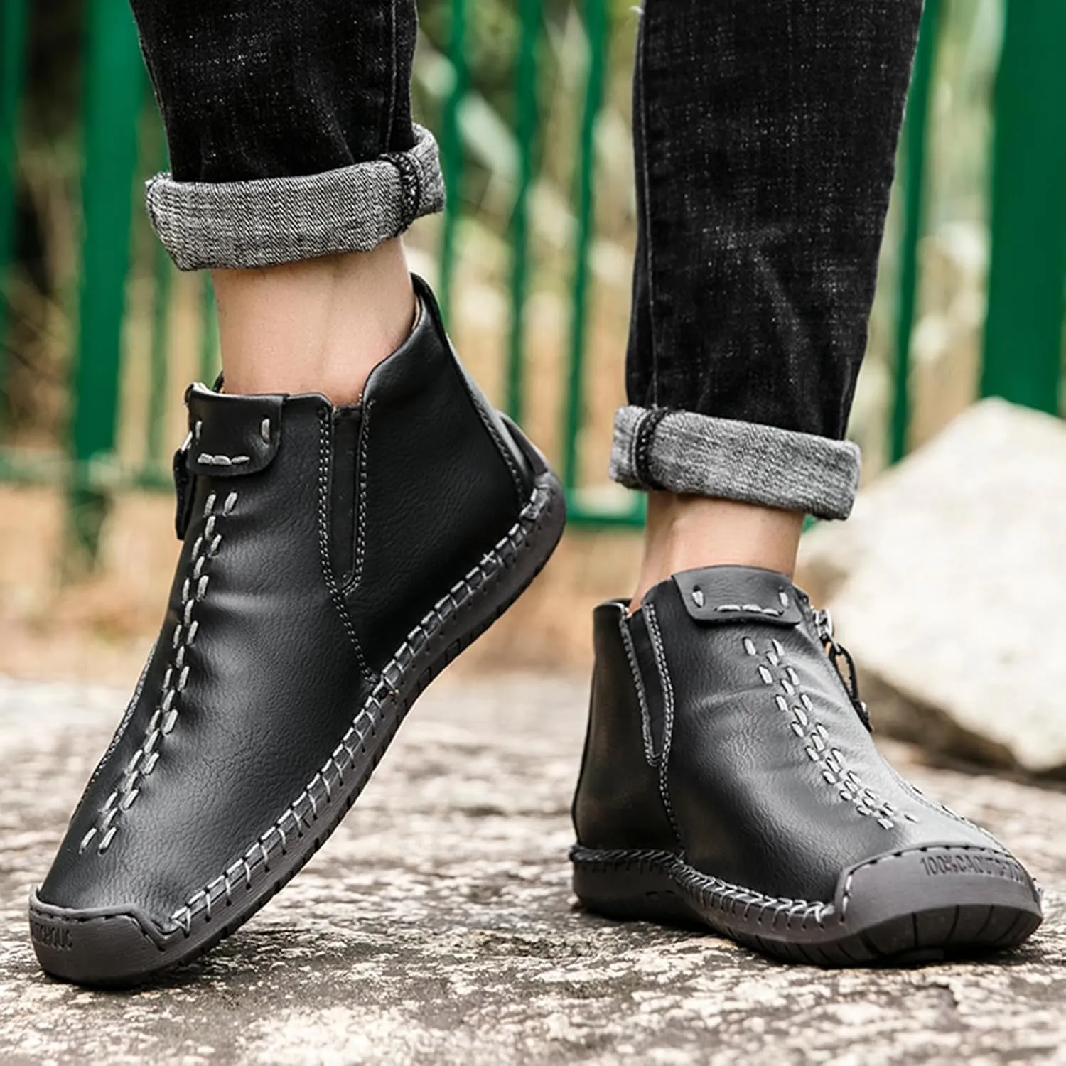 Mens Leather Slip On Loafers Fashion Sneakers Casual Shoes