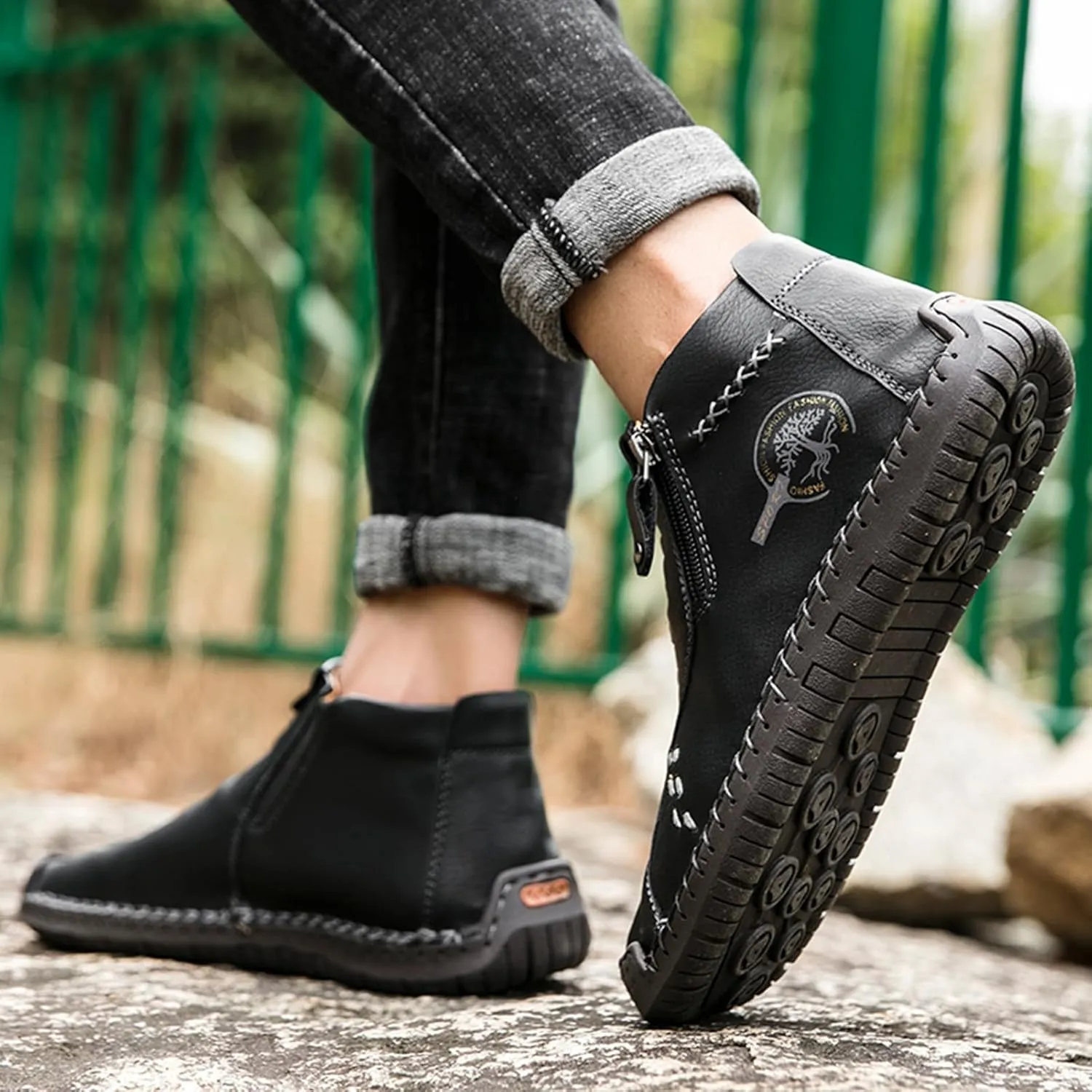 Mens Leather Slip On Loafers Fashion Sneakers Casual Shoes