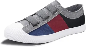 Men’s Low Top Canvas Walking Shoes,Slip on Casual Fashion Sneakers Retro Colorblock Casual Shoes