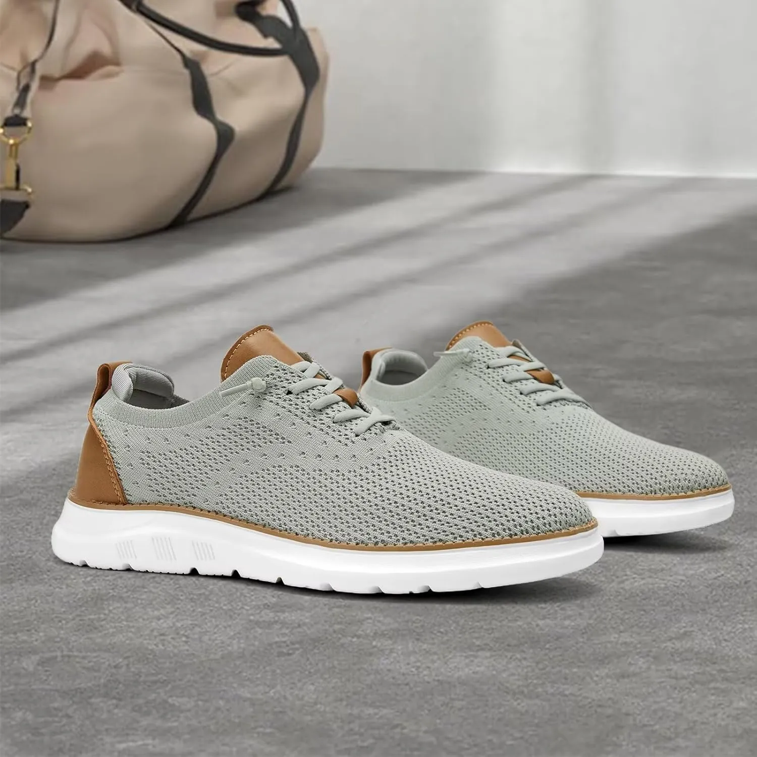Men's Mesh Sneakers Oxfords Lace-Up Lightweight Casual Walking Shoes Driving Shoes