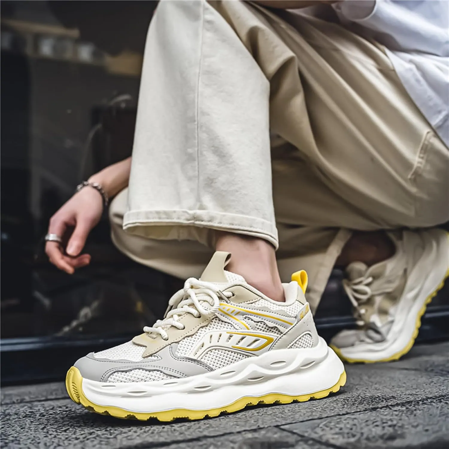 Mens Running Shoes Tennis Walking Shoes Chunky Sneakers Workout Casual Athletic Shoes