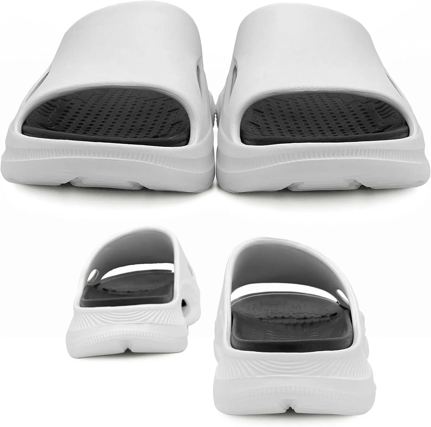 Mens Slides Soft Cushion Sport Sandals Plantar Fasciitis Arch Support Adjustable Thick Cushion Recovery Sandals Lightweight Cloud Open Toe Summer Slippers