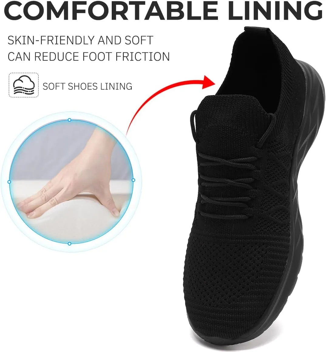 Mens Slip On Running Sneakers Walking Trainers Athletic Gym Fitness Sport Shoes Non Slip Breathable Mesh Workout Fashion Breathable Comfortable