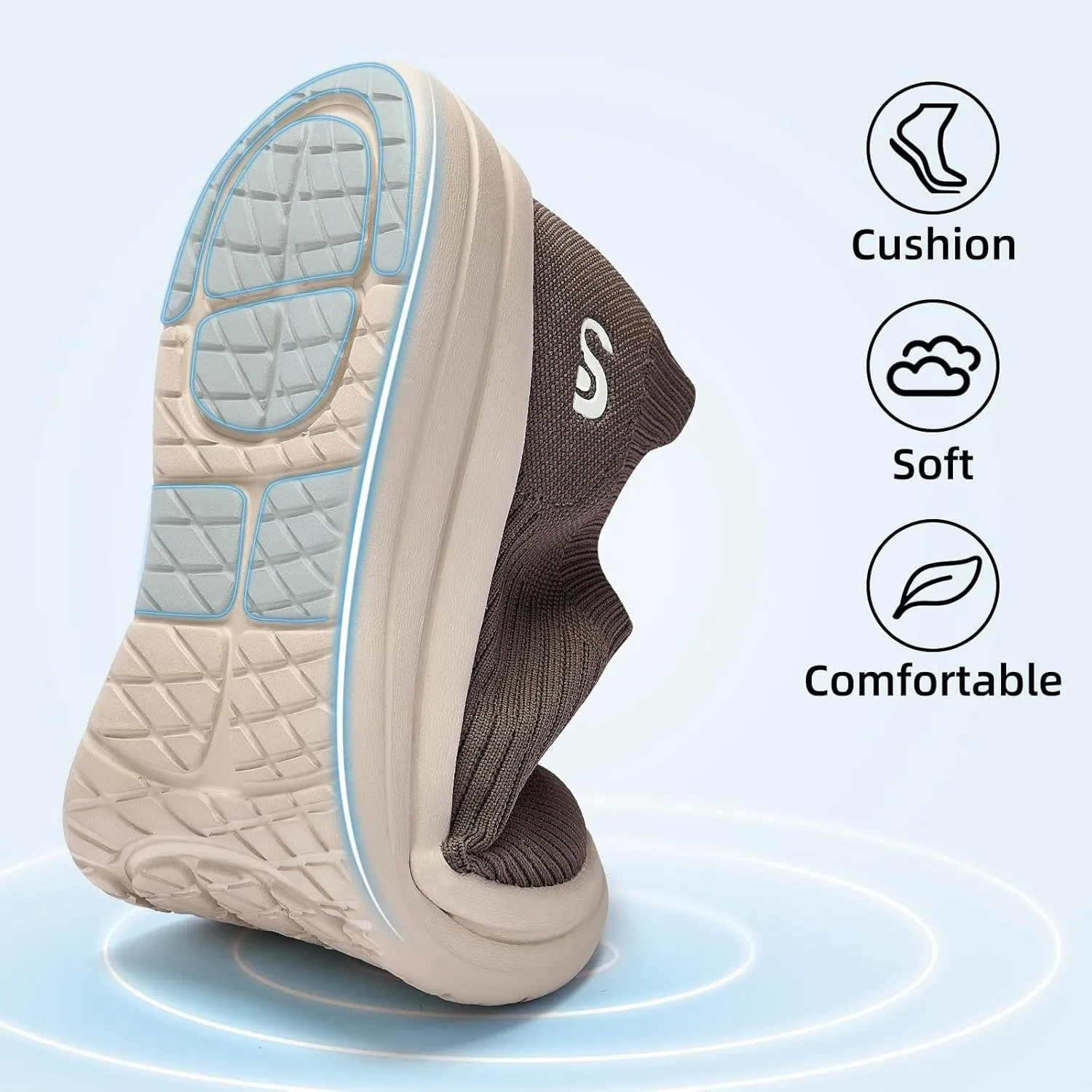 Men's Slip On Sneakers Walking Shoes Wide， Casual Soft Breathable Slip in Sock Sneakers，Non-Slip Rubber Sole, Workout,Athletic