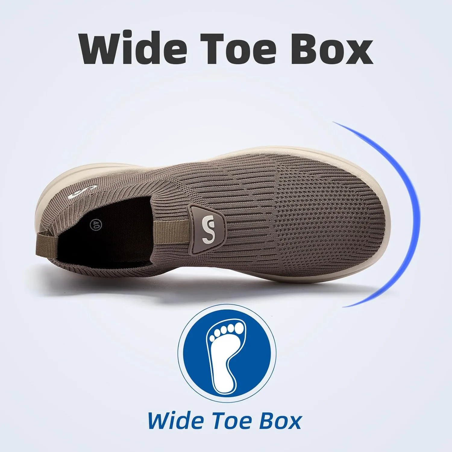 Men's Slip On Sneakers Walking Shoes Wide， Casual Soft Breathable Slip in Sock Sneakers，Non-Slip Rubber Sole, Workout,Athletic