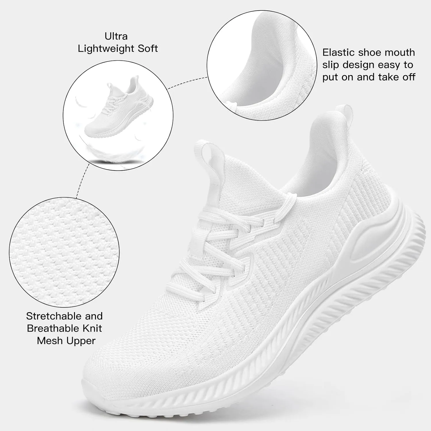 Mens Slip On Wide Walking Shoes Memory Foam Runnning Tennis Shoes Lightweight Breathable Casual Sneakers