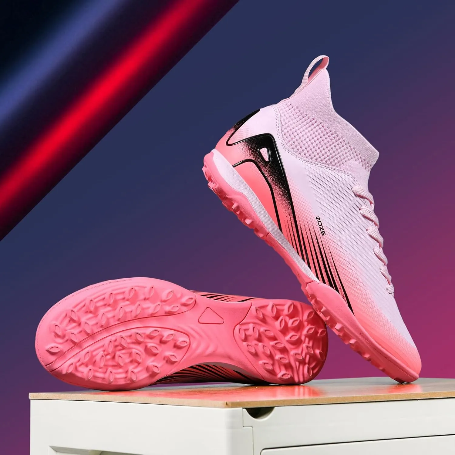 Men's Soccer Shoes Cleats Professional High-Top Athletic Turf Football Shoes Outdoor/Indoor Professional Futsal Football Training Sneakers