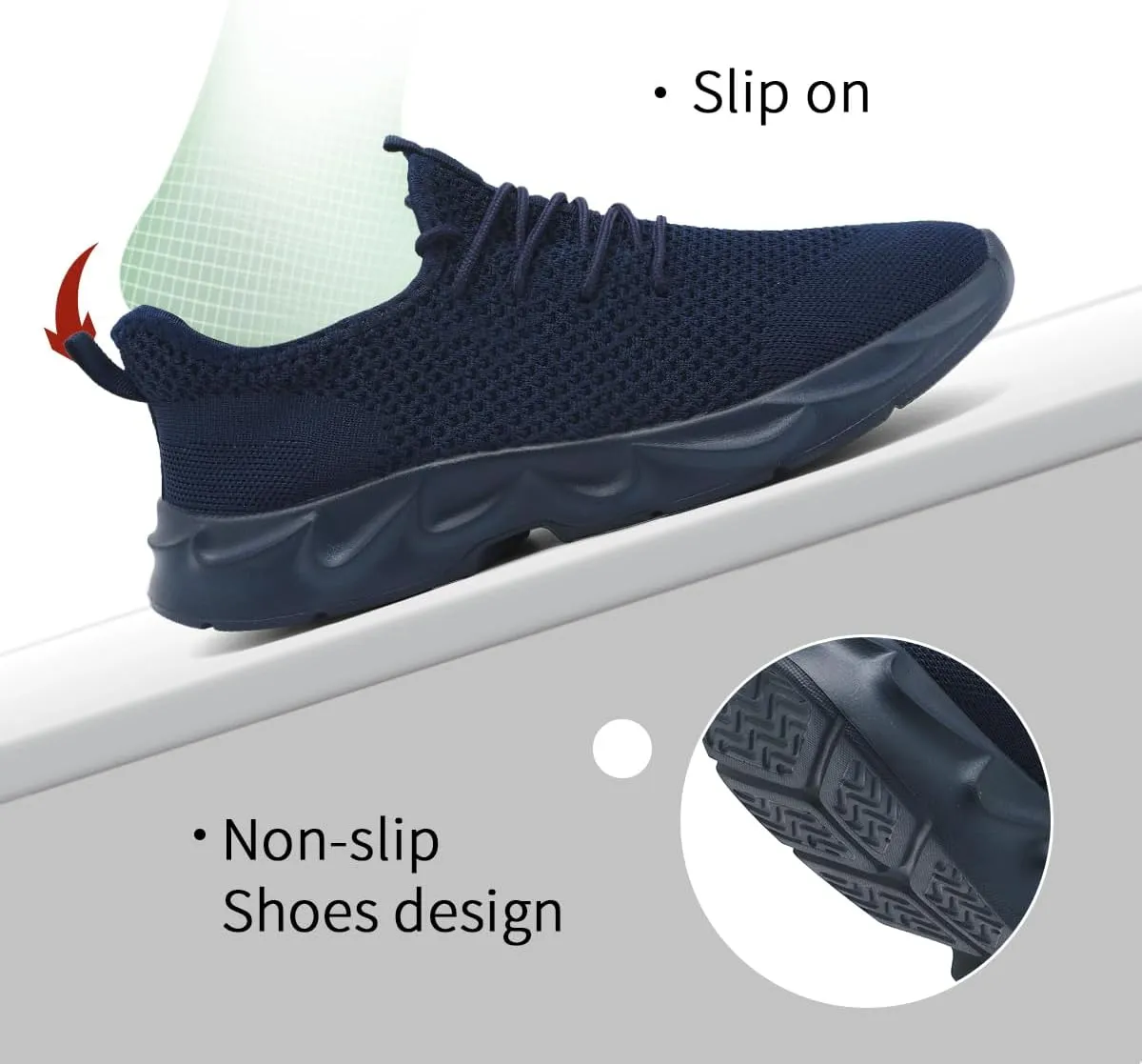 Mens Walking Shoes Slip On Tennis Non Slip Sneakers Outdoor Running Sports Trainers Athletic Sneaker Road Casual Workout Lightweight Shoes