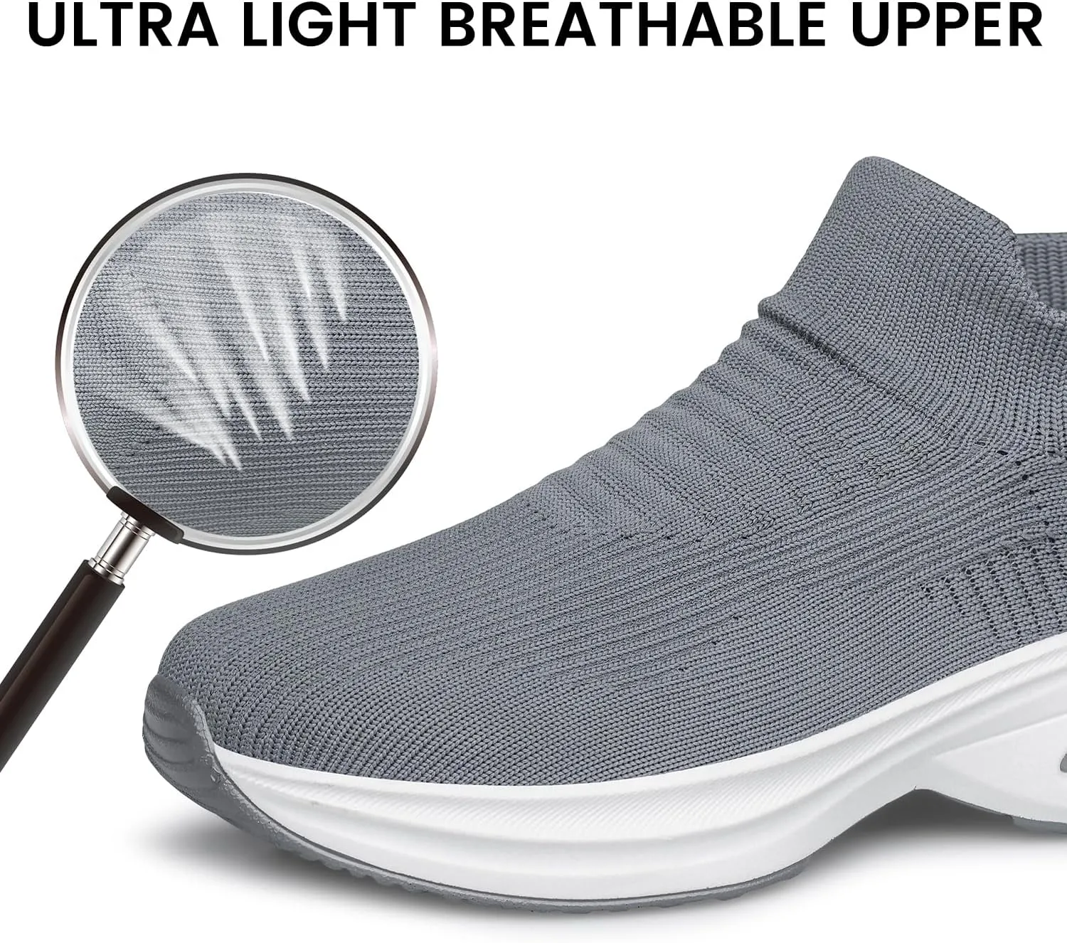 Mens Walking Shoes Sock Casual Fashion Sneakers Comfortable Slip On Air Cushion Workout Athletic Gym Running Shoes