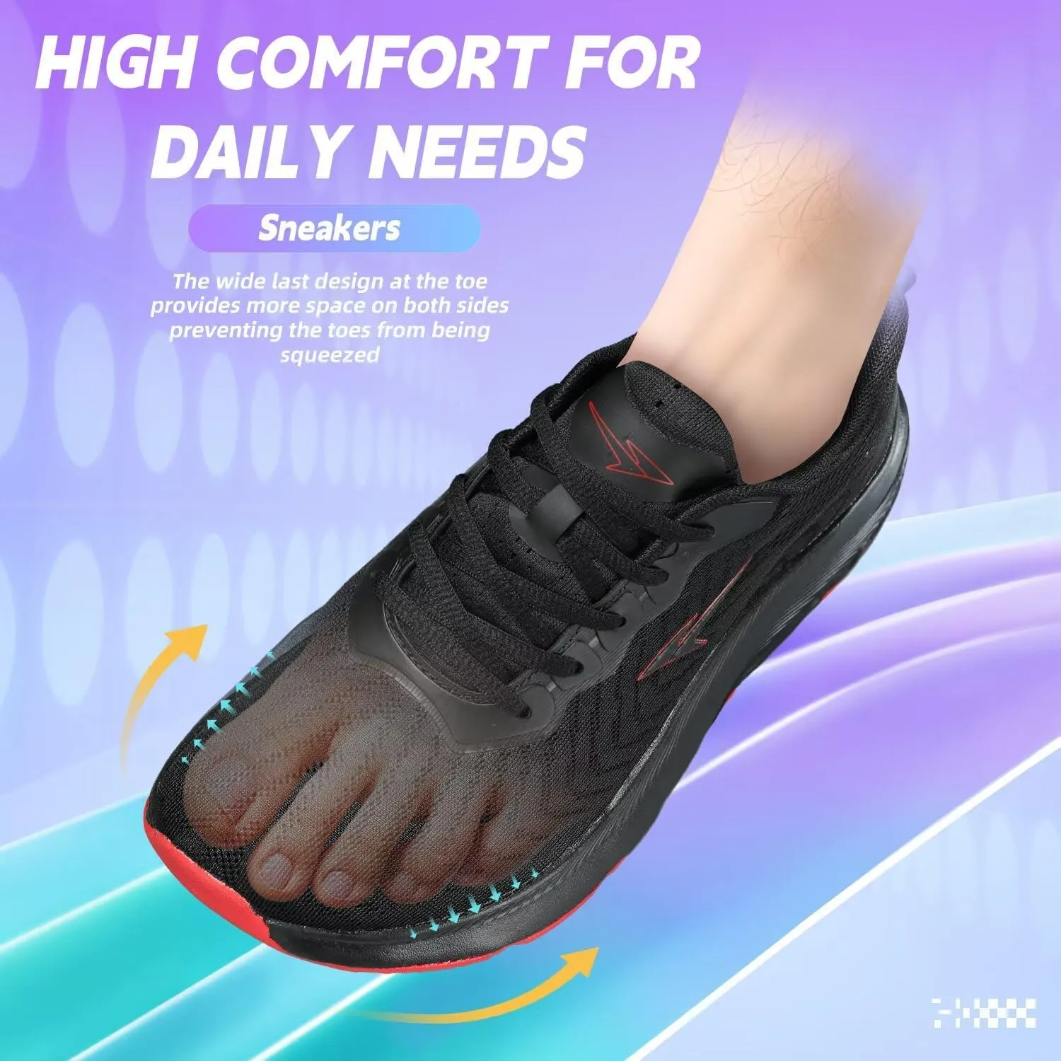 Mens Wide Toe Box Running Shoes Casual Walking Sneakers Tennis Comfortable Athletic Sport Gym Workout Soft Sole