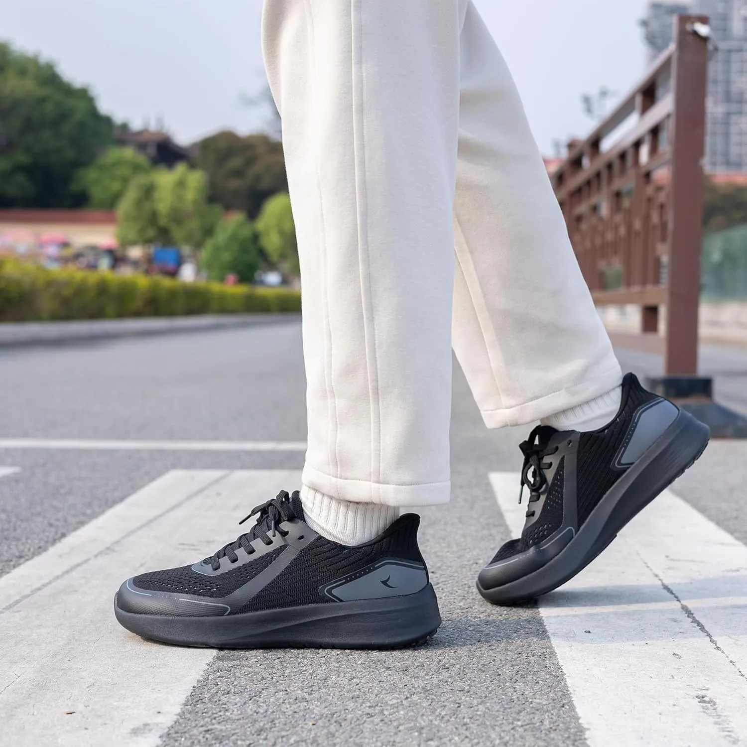 Mens Wide Toe Walking Shoes | Zero Drop Minimalist Tennis Sneakers for Men | Slip On Arch Support Orthotic Shoes for Plantar Fasciitis