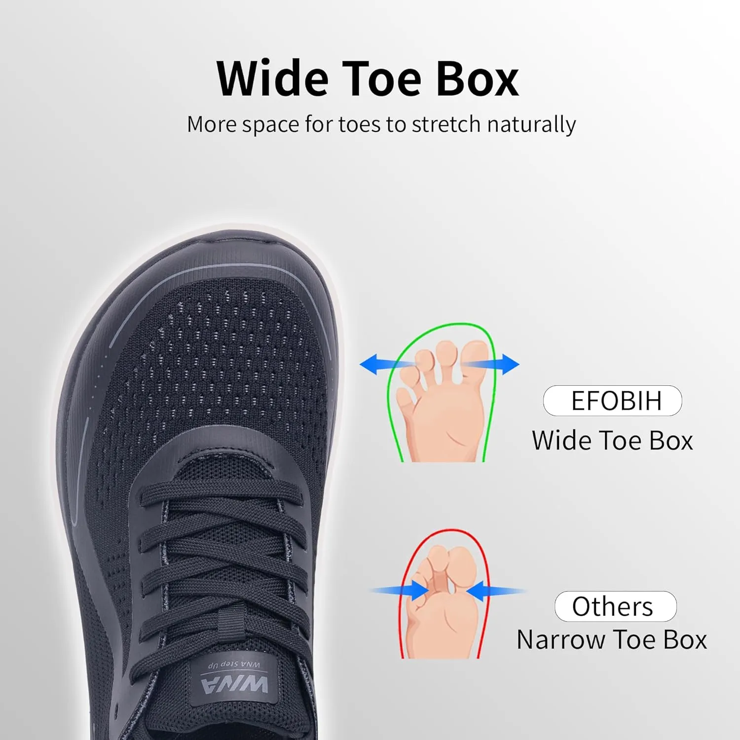 Mens Wide Toe Walking Shoes | Zero Drop Minimalist Tennis Sneakers for Men | Slip On Arch Support Orthotic Shoes for Plantar Fasciitis