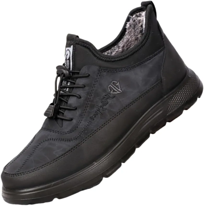 Men's Winter Warm Fleece-Lined Sneakers Waterproof, Mens Winter Boots Shoes Non-Slip Casual Sneakers