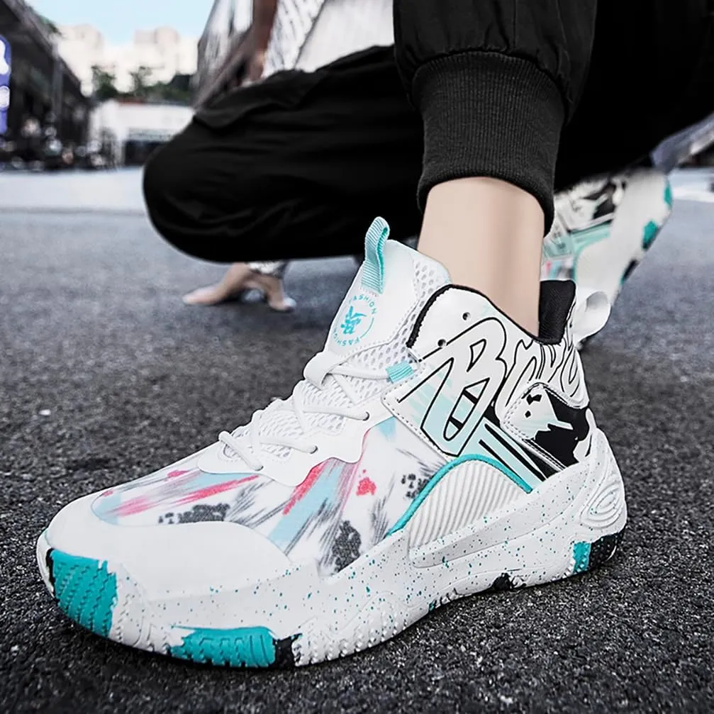 Men's Women's Basketball Shoes High Top Ultra-Light Fashion Anti Slip Breathable Sneakers