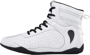 Men's Wrestling Shoe, Extra Wide Bodybuilding Weightlifting Wrestling Shoes Breathable Kickboxing Sparring Trainers Leather Boxing Boots for Boy Youth