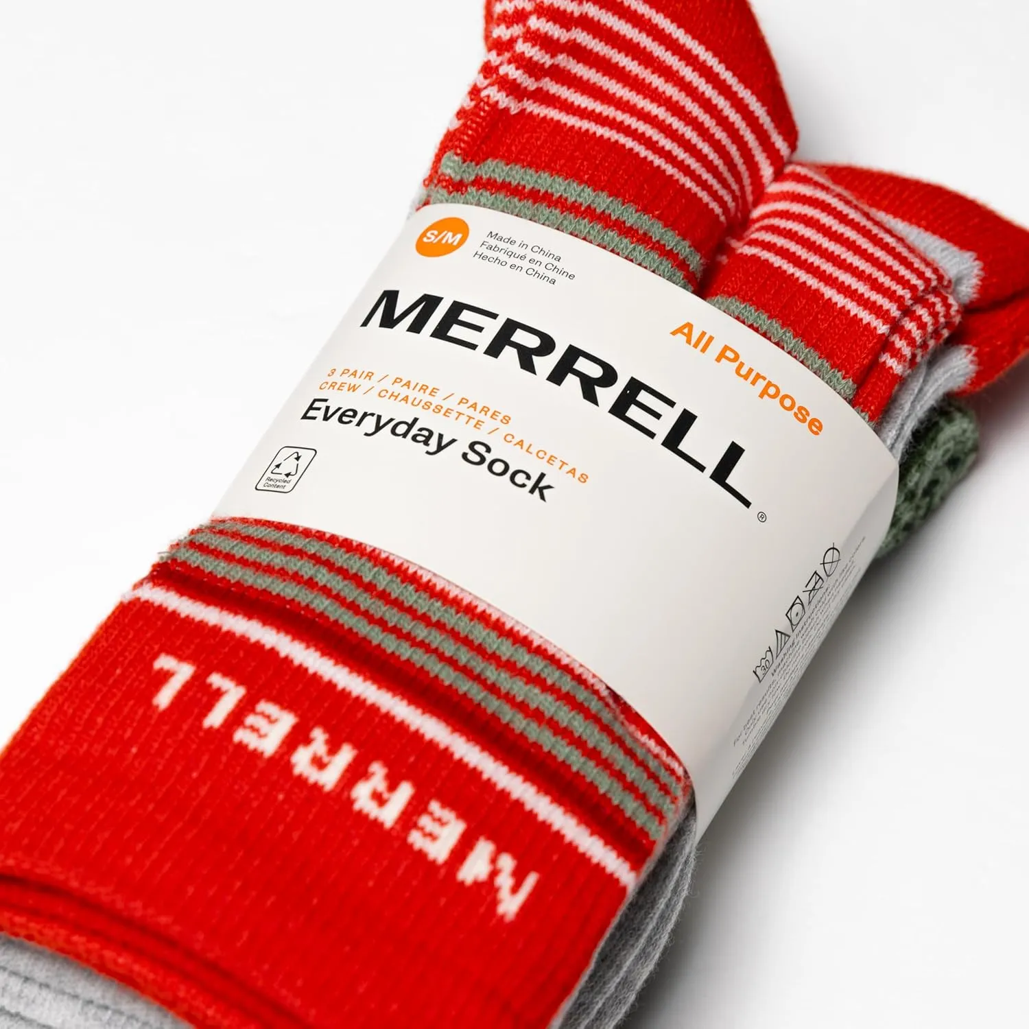 Merrell Men's and Women's Recycled Everyday Socks-3 Pair Pack-Repreve Mesh