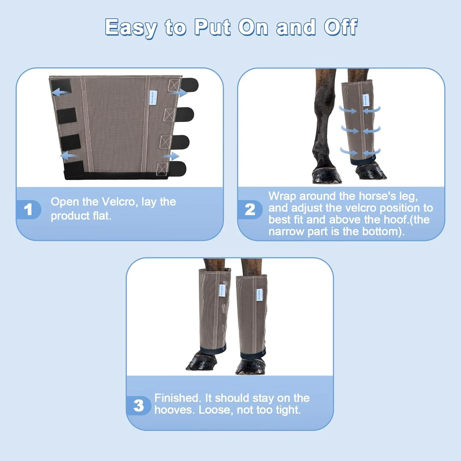 Mesh Horse Fly Boots Set of 4, Mesh Boots for Horses, Leggings for Horses, Reduce-Stomping, Breathable Mesh, Loose Fitting, Stay Up Not Sag, No Rub