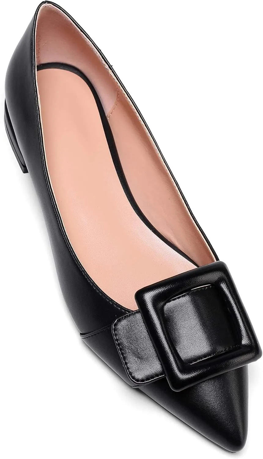 Mettesally Women's Pointed Toe Ballet Flat Shoes Cap Toe Classic Ballet Flats Walking Shoes Casual Formal Slip-On Flat Dress Shoes