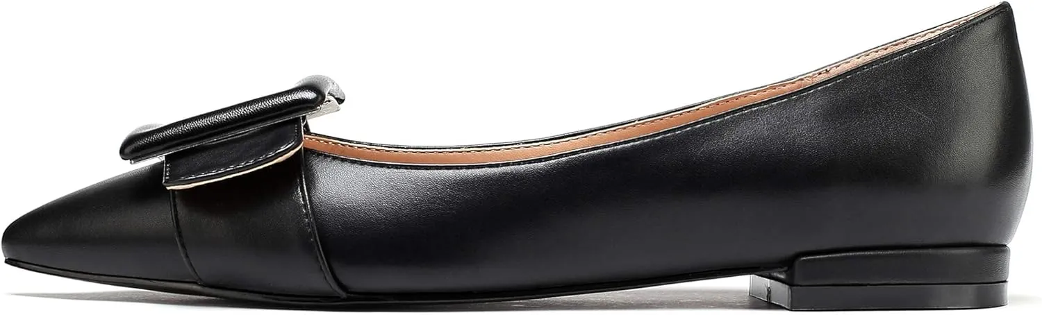 Mettesally Women's Pointed Toe Ballet Flat Shoes Cap Toe Classic Ballet Flats Walking Shoes Casual Formal Slip-On Flat Dress Shoes