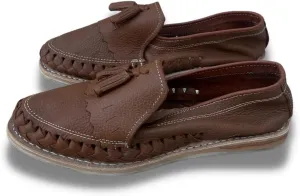 Mexico en la Piel Men’s Handmade Leather Huarache Sandals – Genuine Leather, Comfortable, Water-Resistant, Casual Slip-On Flats with 2 Tassels Design – Size 8US to 13US