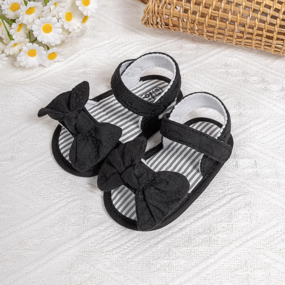Miamooi Infant Baby Girls Boys Sandals Summer Bowknot Crib Shoes Toddler Pu Leather Flower Soft Rubber Sole Dress Flats First Walker Shoes