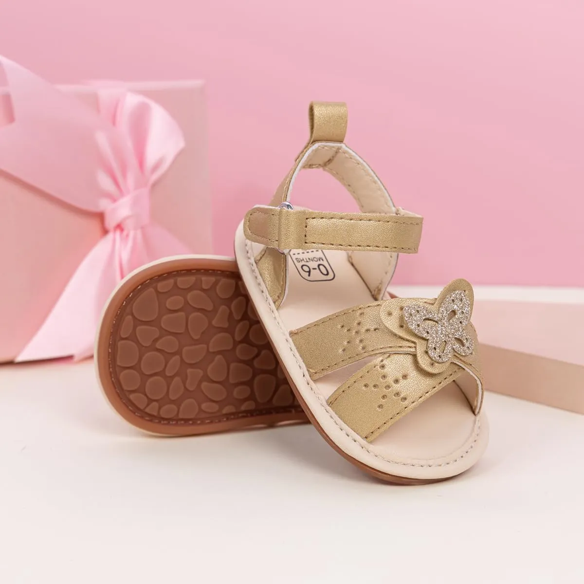 Miamooi Infant Baby Girls Boys Sandals Summer Bowknot Crib Shoes Toddler Pu Leather Flower Soft Rubber Sole Dress Flats First Walker Shoes