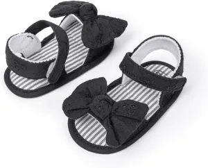 Miamooi Infant Baby Girls Boys Sandals Summer Bowknot Crib Shoes Toddler Pu Leather Flower Soft Rubber Sole Dress Flats First Walker Shoes