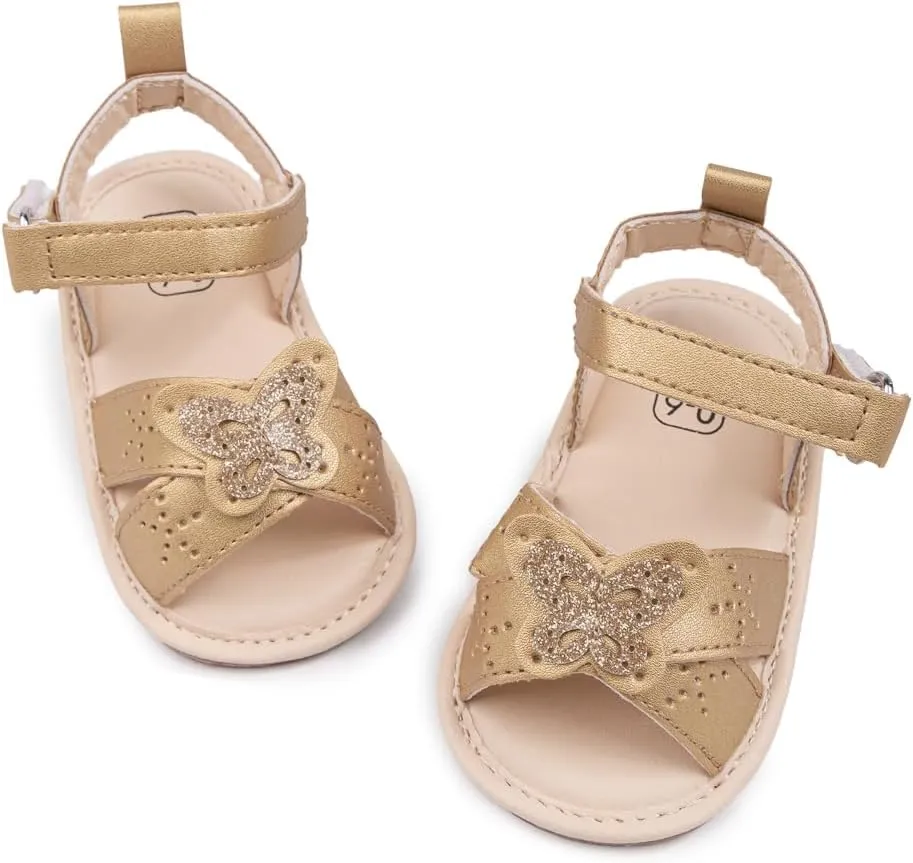 Miamooi Infant Baby Girls Boys Sandals Summer Bowknot Crib Shoes Toddler Pu Leather Flower Soft Rubber Sole Dress Flats First Walker Shoes