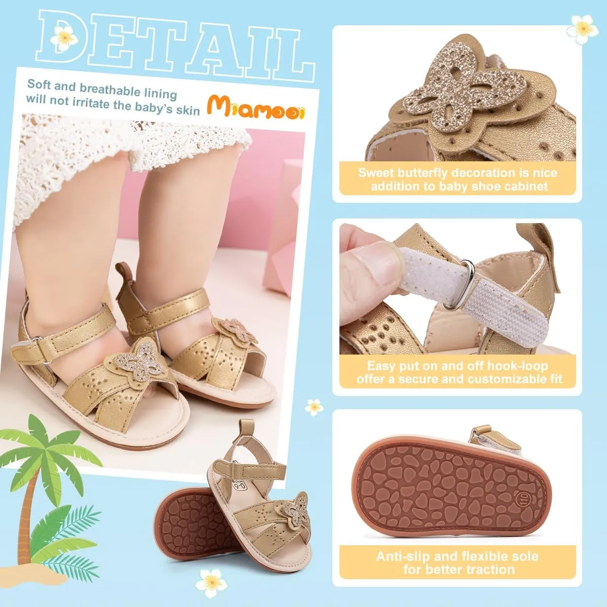 Miamooi Infant Baby Girls Boys Sandals Summer Bowknot Crib Shoes Toddler Pu Leather Flower Soft Rubber Sole Dress Flats First Walker Shoes