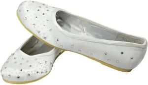 Minishion Girls Womens Sparkle Crystals Satin Wedding Party Dress Ballet Flats