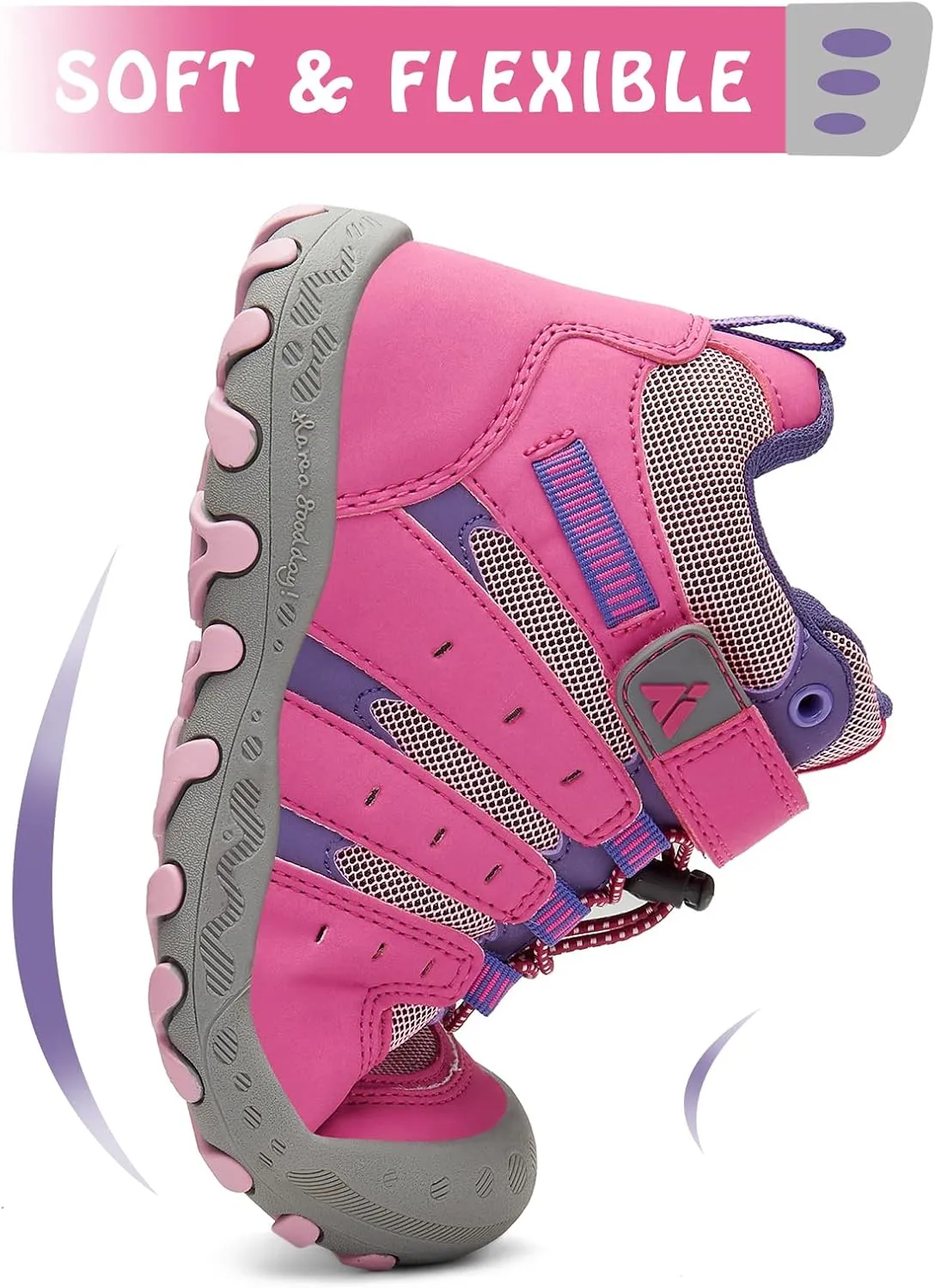Mishansha Unisex-Child Outdoor Ankle Hiking Boots Boys Girls Trekking Walking Shoes with Hook and Loop
